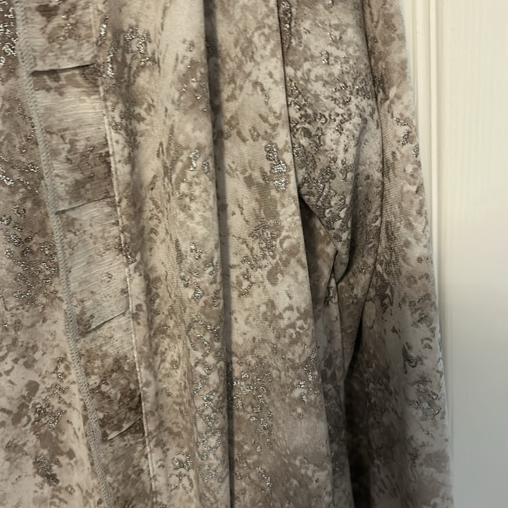 Chicos snake print ruffle shimmer twin set size 2 or L 2 price cardigan set - Picture 3 of 8